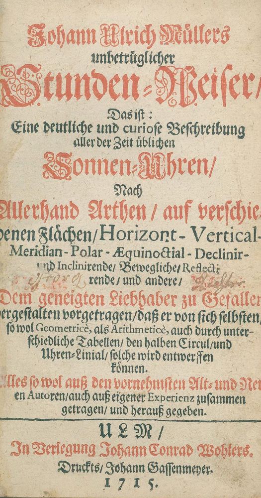 Große Abbildung Nr.1: 131-1470 Müller,J.U.: (Verschiedene Gebiete - Varia, Sonnenuhr)