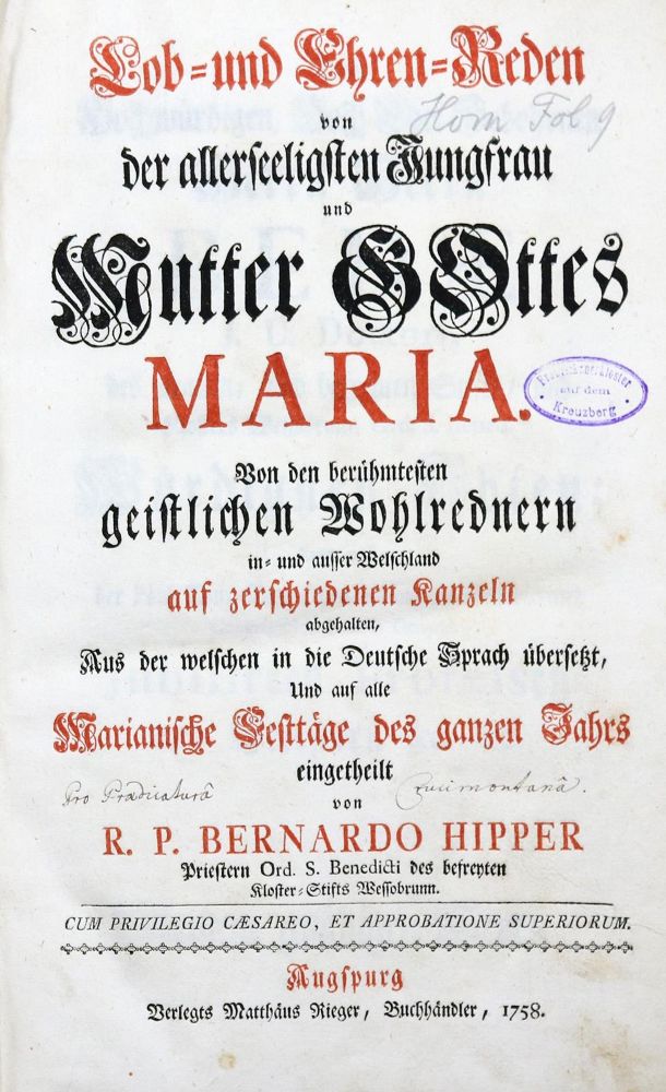 Große Abbildung Nr.1: 131-151 Hipper,B.: (Alte Drucke, Handschriften und Theologie)