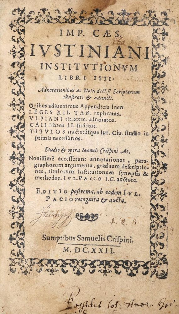 Große Abbildung Nr.1: 131-162 Justinianus.: (Alte Drucke, Handschriften und Theologie)