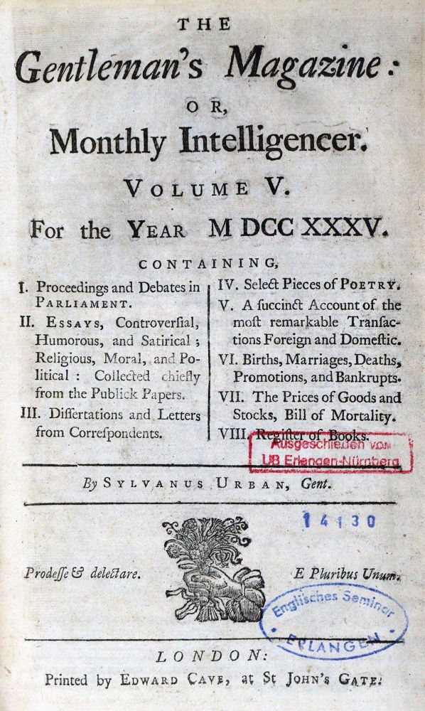 Große Abbildung Nr.1: 131-1741 Gentleman's Magazine, The,: (Verschiedene Länder - Geschichte)