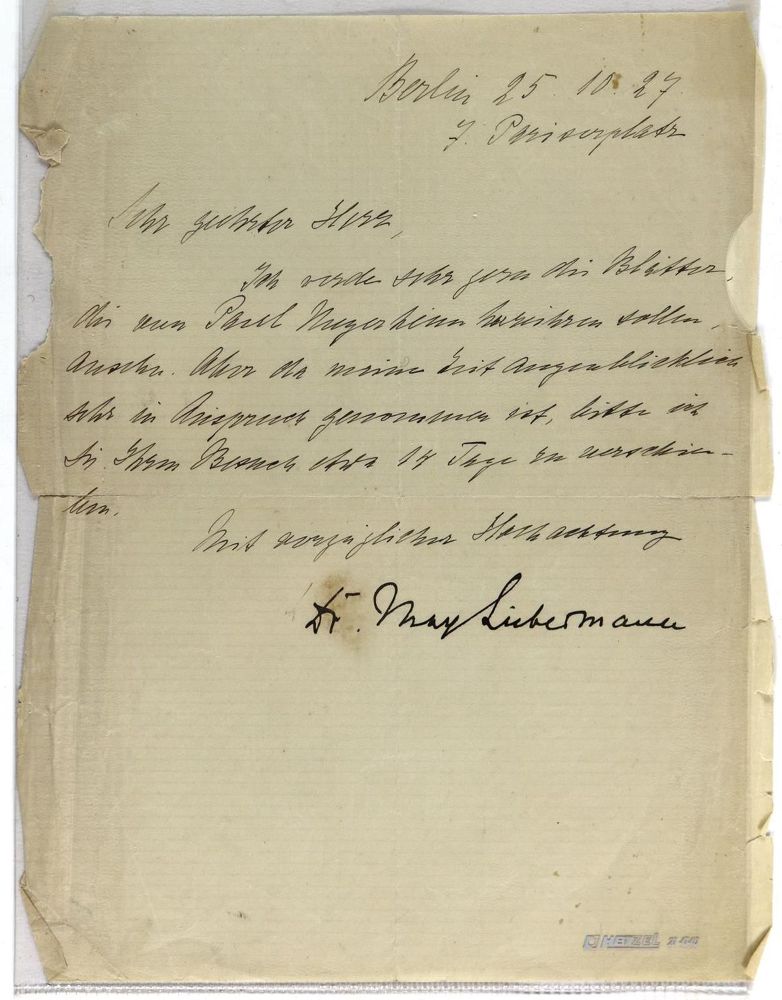 Große Abbildung Nr.1: 131-1809 Liebermann, Max,: (Autographen)
