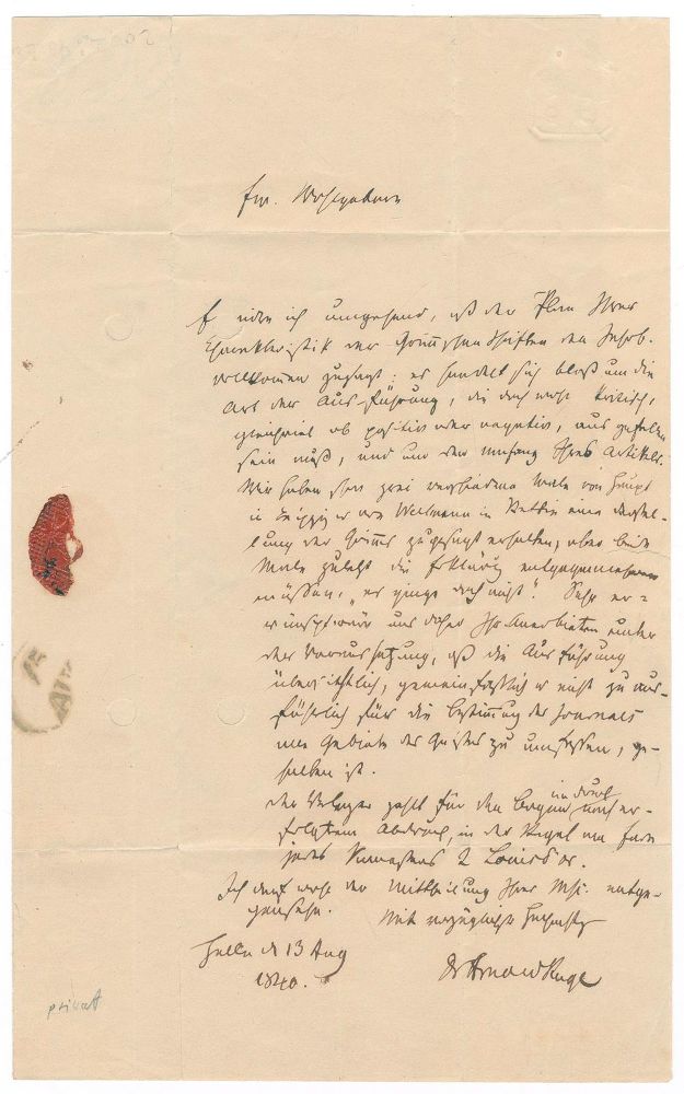 Große Abbildung Nr.1: 131-1821 Ruge, Arnold,: (Autographen)