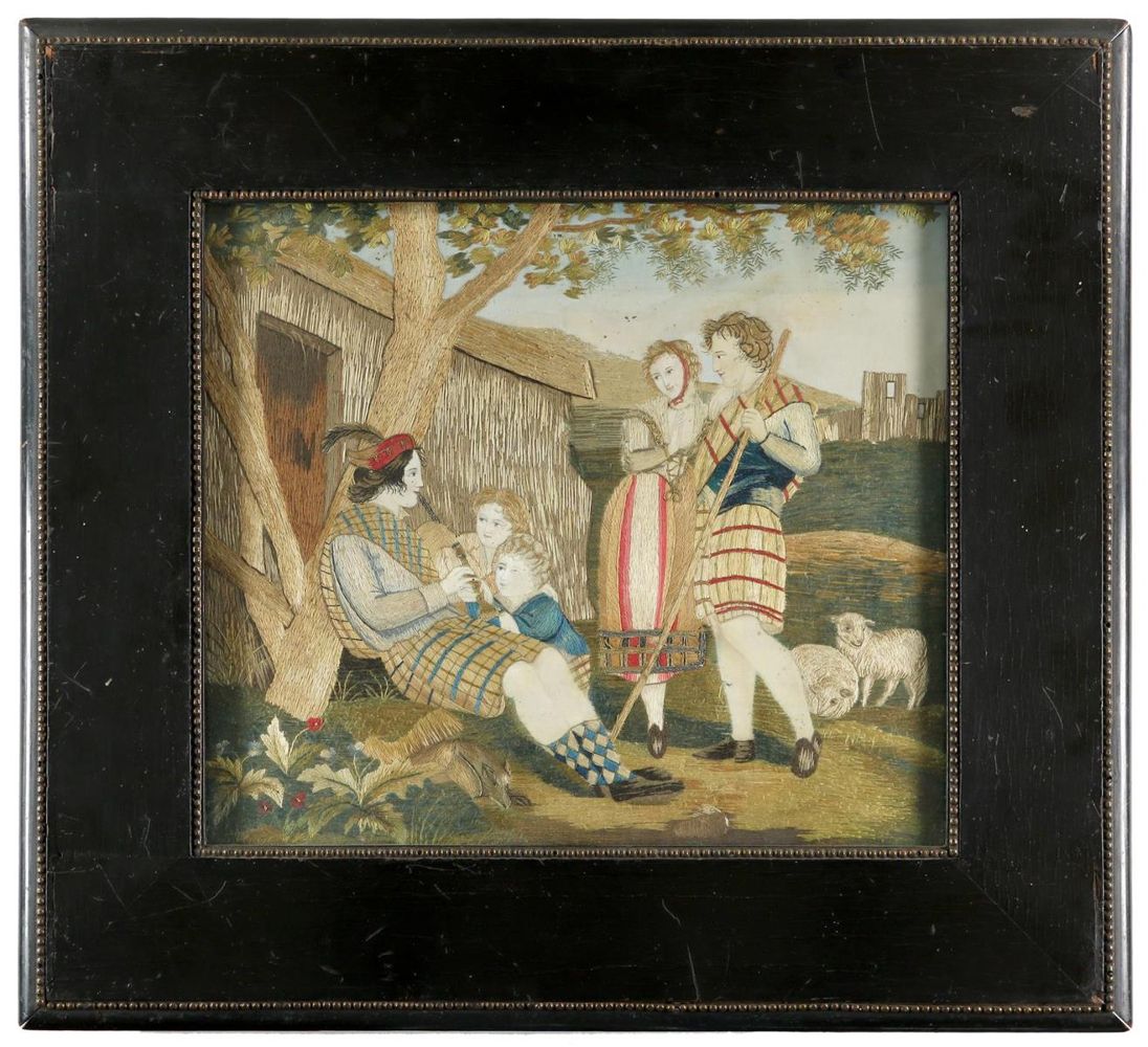 Große Abbildung Nr.1: 131-1844 Biedermeier Stickbild.: (Varia)