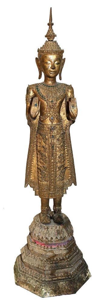 Große Abbildung Nr.1: 131-1995 Großer stender Buddha: (Asiatika, Skulpturen - Plastiken)