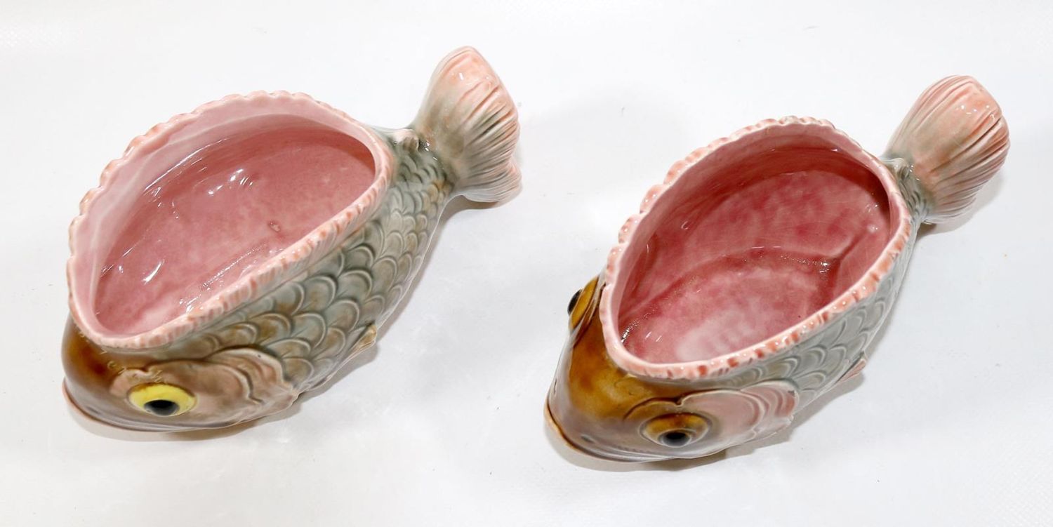 Große Abbildung Nr.2: 131-2040 Fische Cachepots.: (Porzellan u. Keramik, Fayencen, Eichwald)