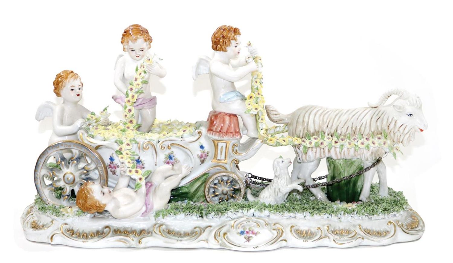 Große Abbildung Nr.1: 131-2063 Ziegenkutsche mit Amoretten.: (Porzellan u. Keramik, Figuren)