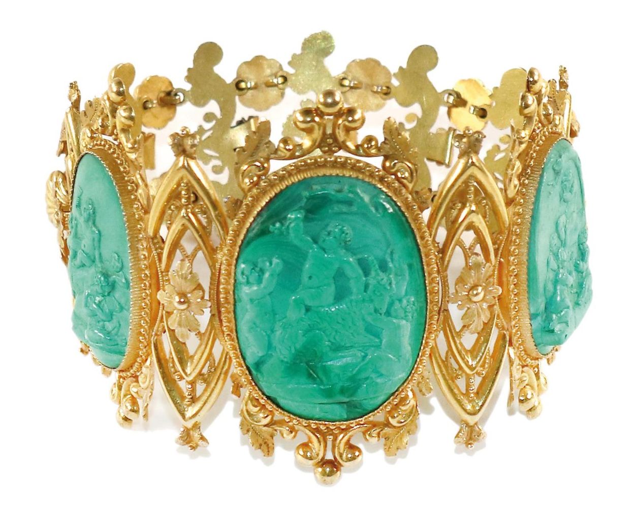Große Abbildung Nr.1: 131-2157 Malachit-Kameen-Armband.: (Schmuck, Armbänder)