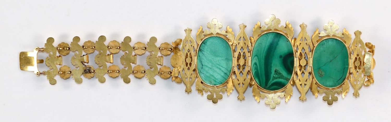 Große Abbildung Nr.3: 131-2157 Malachit-Kameen-Armband.: (Schmuck, Armbänder)