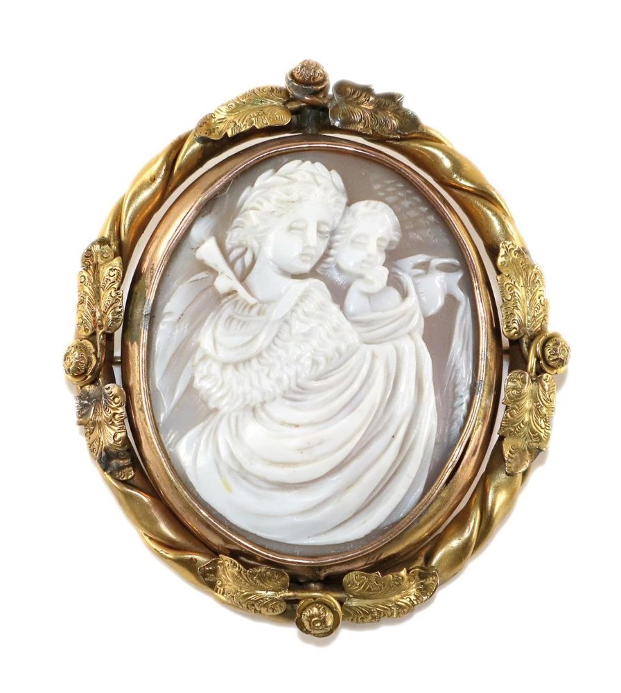 Große Abbildung Nr.1: 131-2229 Wende Muschelkamee.: (Schmuck, Broschen, Gemmen und Kameen)