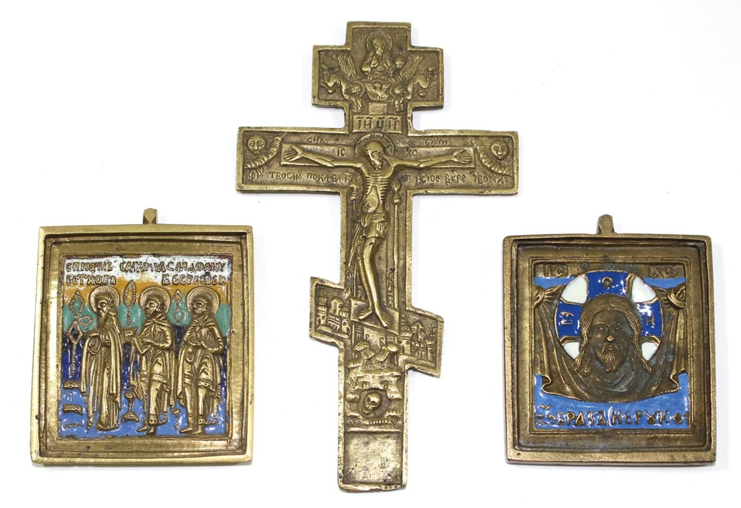 Große Abbildung Nr.1: 131-2345 Russland 2 Bronzeikonen: (Volkskunst, Ikonen)