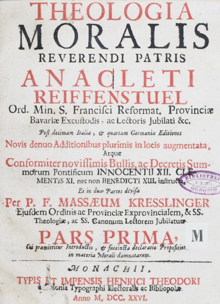 Große Abbildung Nr.1: 131-236 Reiffenstuel,A.: (Alte Drucke, Handschriften und Theologie)