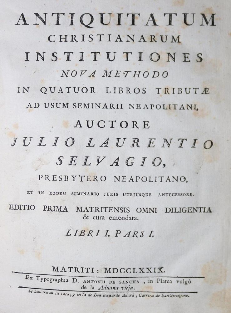 Große Abbildung Nr.1: 131-270 Selvagio,J.L.: (Alte Drucke, Handschriften und Theologie)