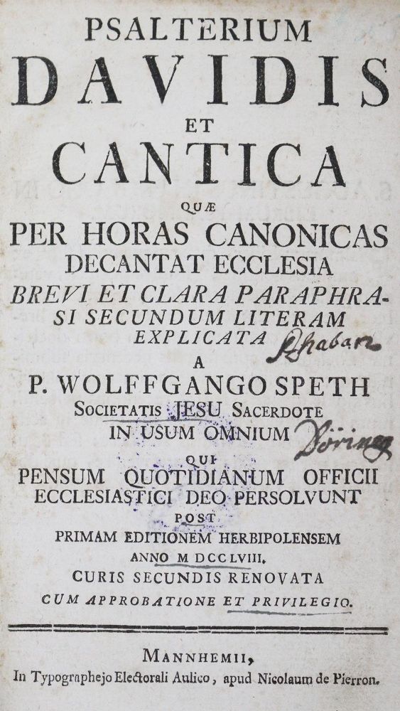Große Abbildung Nr.1: 131-274 Speth,W.: (Alte Drucke, Handschriften und Theologie)