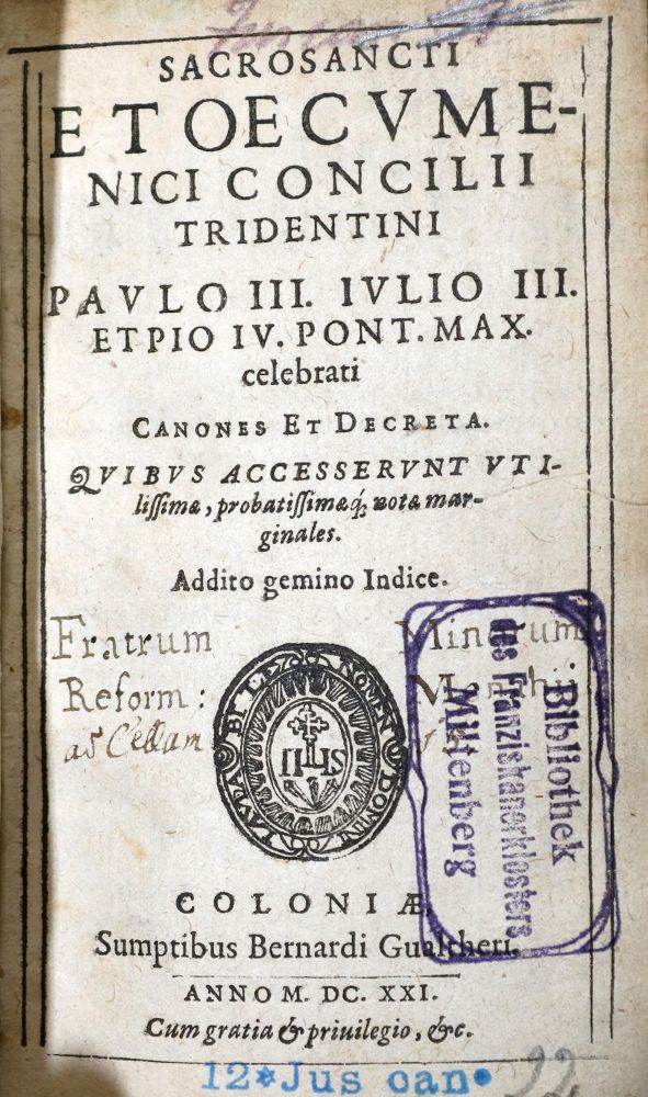 Große Abbildung Nr.1: 131-284 Tridentinisches Konzil.: (Alte Drucke, Handschriften und Theologie)