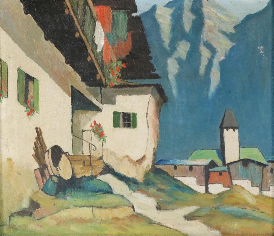 Große Abbildung Nr.1: 131-2872 Alpenländisches Bergdorf: (Künstlergraphik)