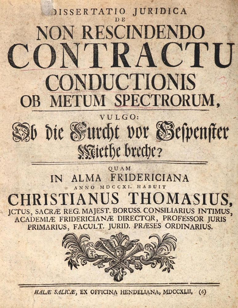 Große Abbildung Nr.1: 131-319 Thomasius,C.: (Grenzwissenschaften und Okkultismus, Gespenster)