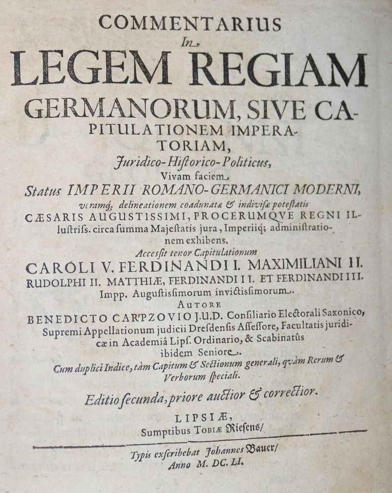 Große Abbildung Nr.1: 131-338 Carpzov,B.: (Juridica und Kriminologie)