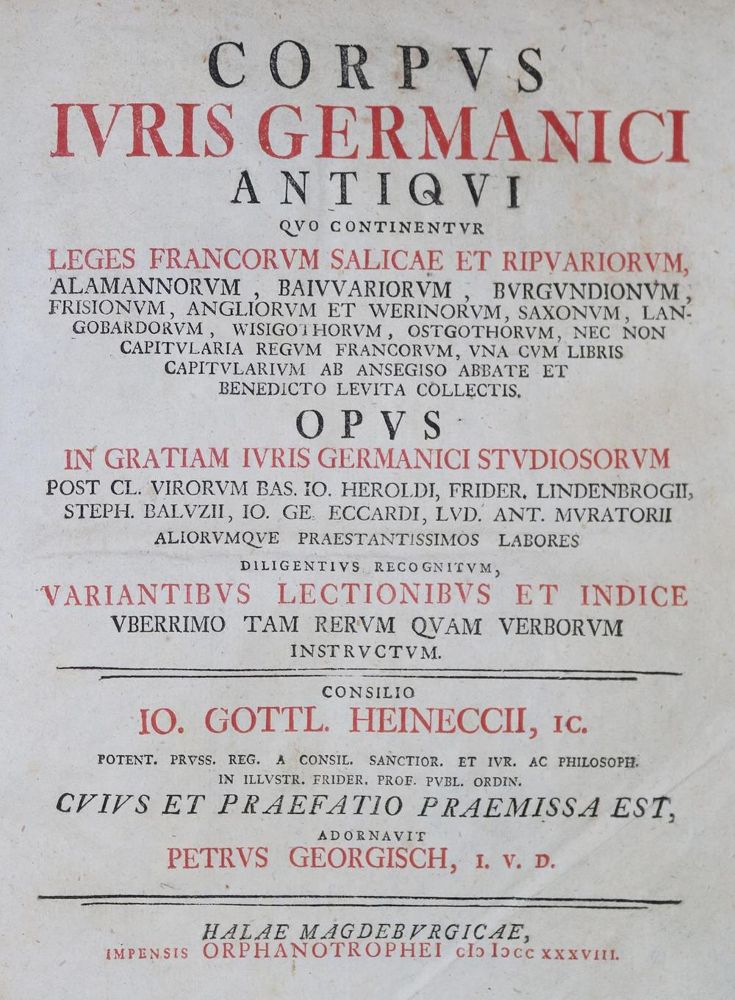 Große Abbildung Nr.1: 131-344 Heineccius,J.G.: (Juridica und Kriminologie)