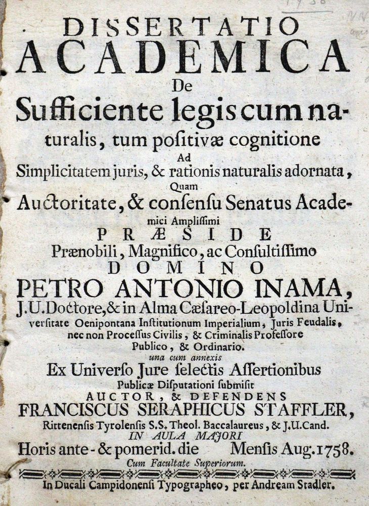 Große Abbildung Nr.1: 131-360 Staffler,F.S.: (Juridica und Kriminologie)