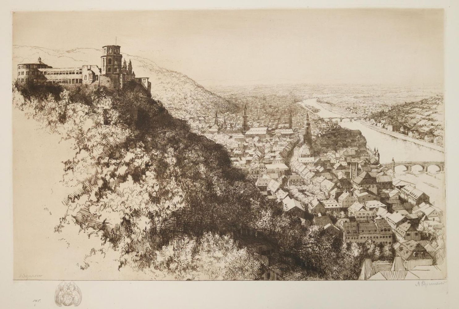 Große Abbildung Nr.1: 131-3664 Heidelberg.: (Künstlergraphik, Schinnerer)