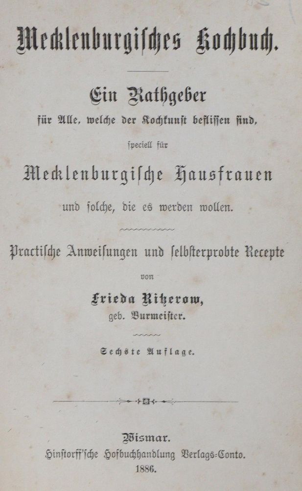 Große Abbildung Nr.1: 131-514 Ritzerow,F.: (Küche und Haushalt, Kochbücher)