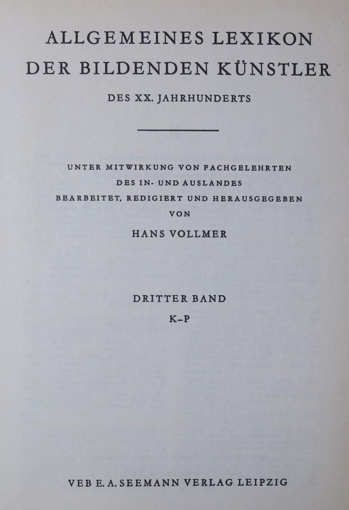 Große Abbildung Nr.1: 131-590 Vollmer,H.: (Kunstwissenschaft)