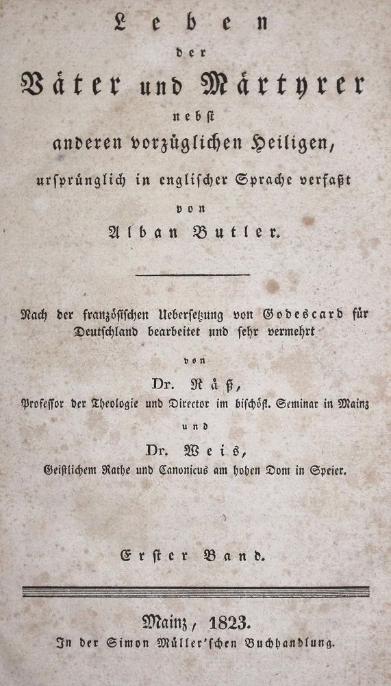 Große Abbildung Nr.2: 131-62 Butler,A.: (Alte Drucke, Handschriften und Theologie)
