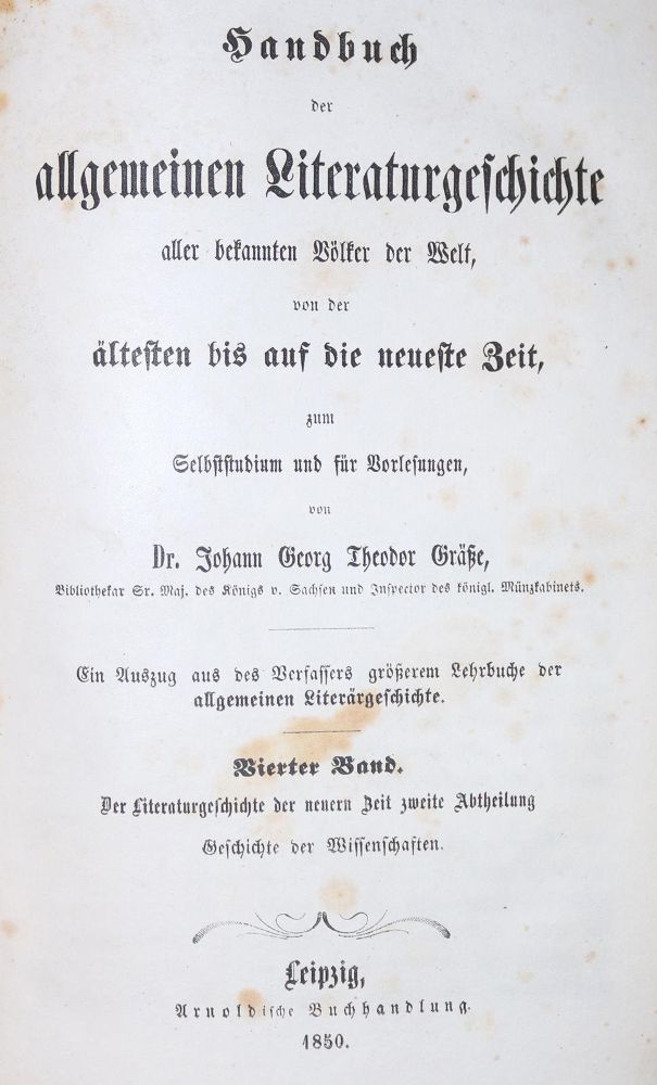 Große Abbildung Nr.1: 131-634 Graesse,J.G.T.: (Lexika - Wörterbücher - Sprachwissenschaften)