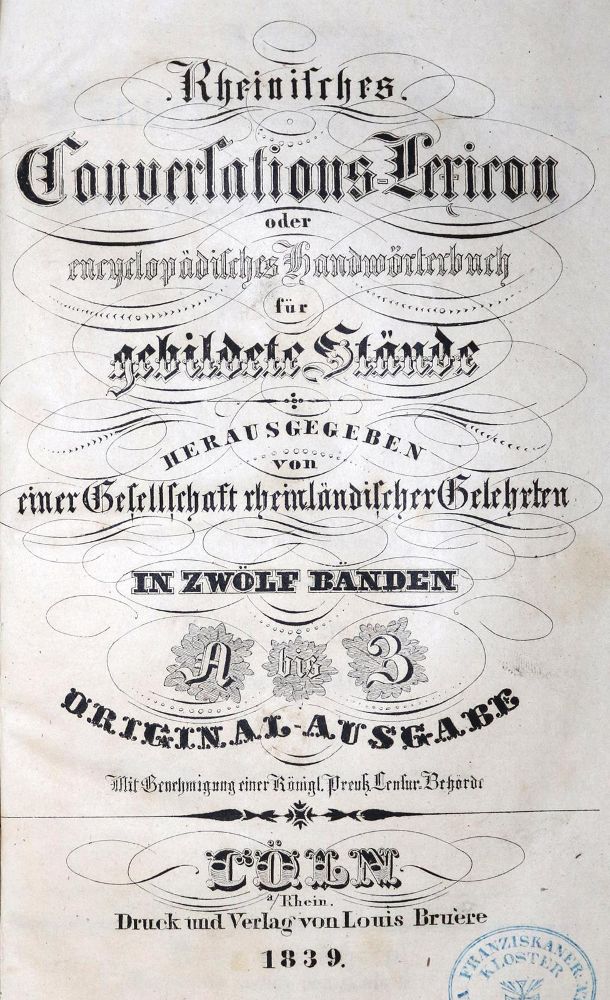 Große Abbildung Nr.1: 131-637 Rheinisches Conversations-Lexicon: (Lexika - Wörterbücher - Sprachwissenschaften)