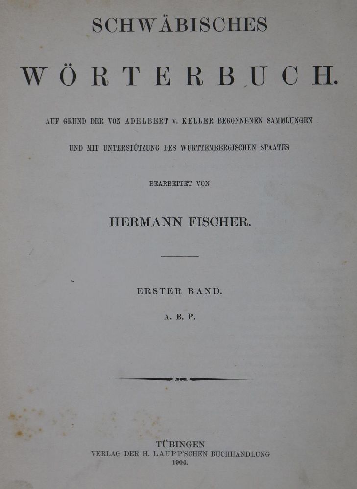 Große Abbildung Nr.1: 131-640 Fischer,H.: (Lexika - Wörterbücher - Sprachwissenschaften, Schwaben)