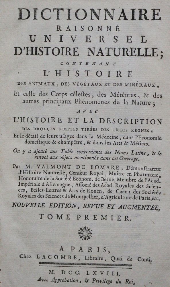 Große Abbildung Nr.1: 131-641 Valmont de Bomare,J.-C.: (Lexika - Wörterbücher - Sprachwissenschaften)