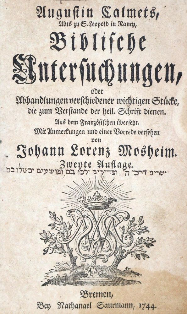 Große Abbildung Nr.1: 131-65 Calmet,A.: (Alte Drucke, Handschriften und Theologie)