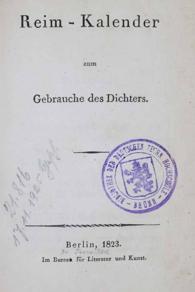 Große Abbildung Nr.2: 131-650 Reim-Kalender: (Bibliographie und Buchwesen)