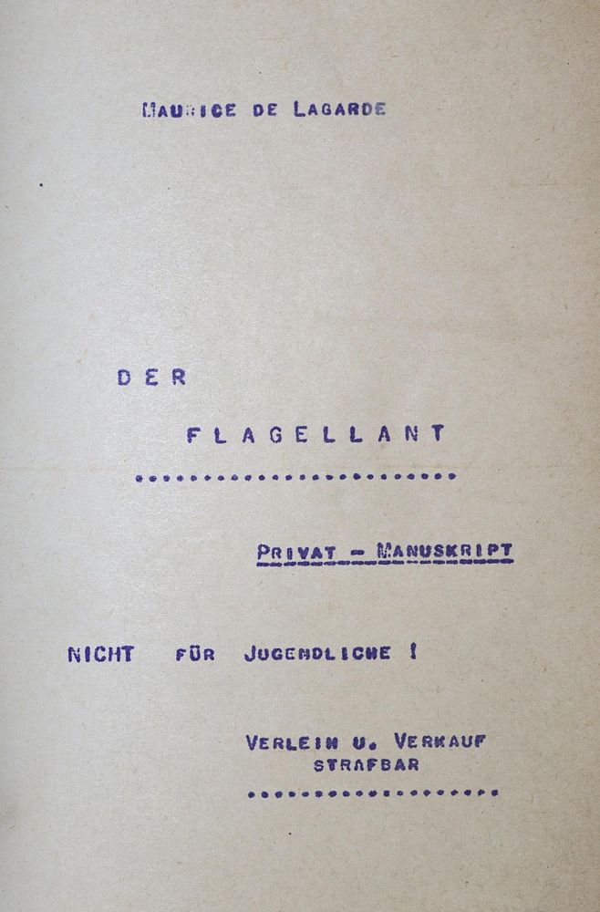 Große Abbildung Nr.1: 131-695 Lagarde,M.de.: (Erotika - Galantes, Flagellantismus)