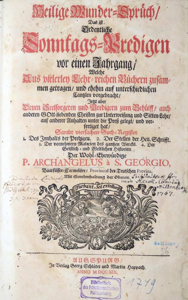 Große Abbildung Nr.1: 131-7 Archangelus,G.: (Alte Drucke, Handschriften und Theologie)