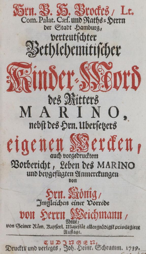 Große Abbildung Nr.2: 131-833 Brockes,B.H.: (Literatur und illustrierte Bücher bis 19.Jahrhundert)