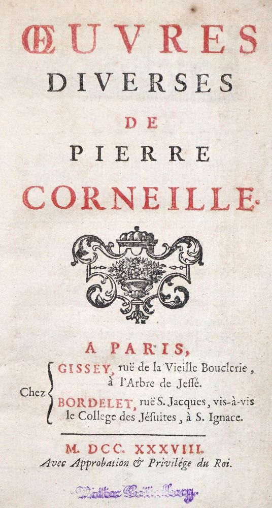 Große Abbildung Nr.1: 131-846 Corneille,P.: (Literatur und illustrierte Bücher bis 19.Jahrhundert)