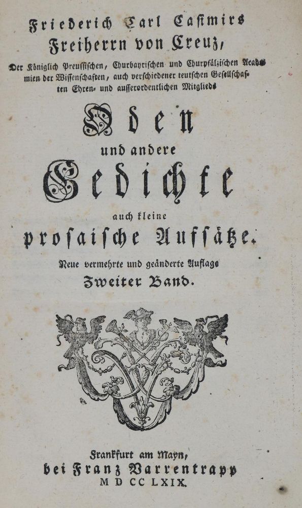 Große Abbildung Nr.1: 131-848 Creuz,Frdr. Carl Cas. v.: (Literatur und illustrierte Bücher bis 19.Jahrhundert)