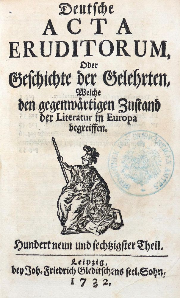 Große Abbildung Nr.3: 131-853 Deutsche Acta Eruditorum,: (Literatur und illustrierte Bücher bis 19.Jahrhundert)