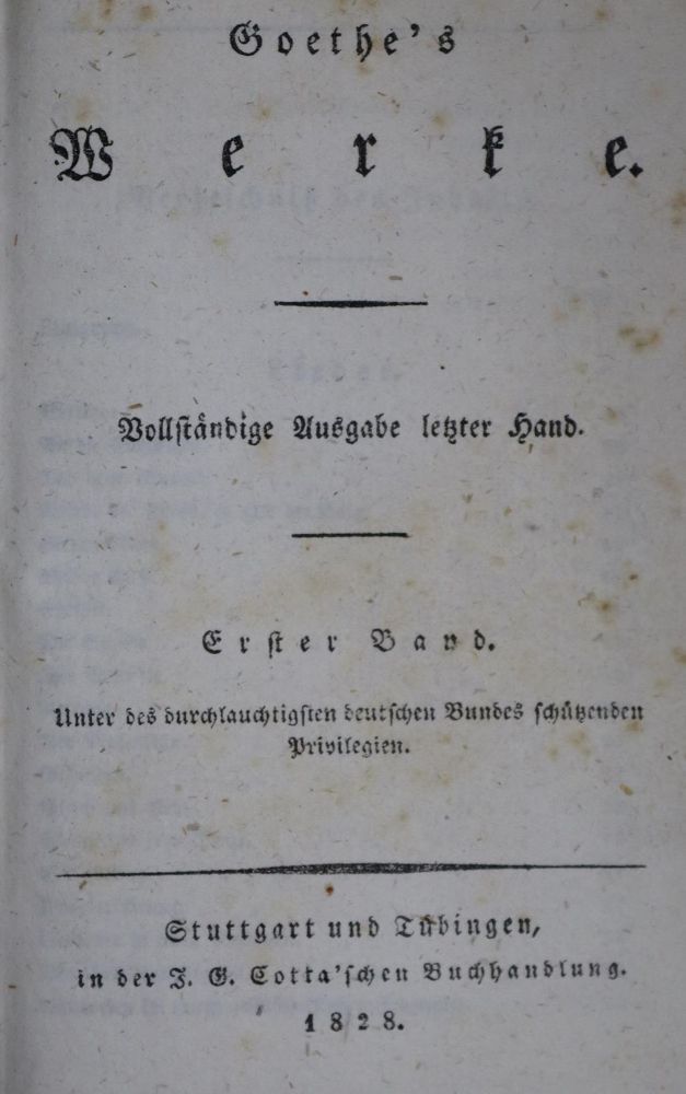 Große Abbildung Nr.1: 131-890 Goethe,J.W.v.: (Literatur und illustrierte Bücher bis 19.Jahrhundert)