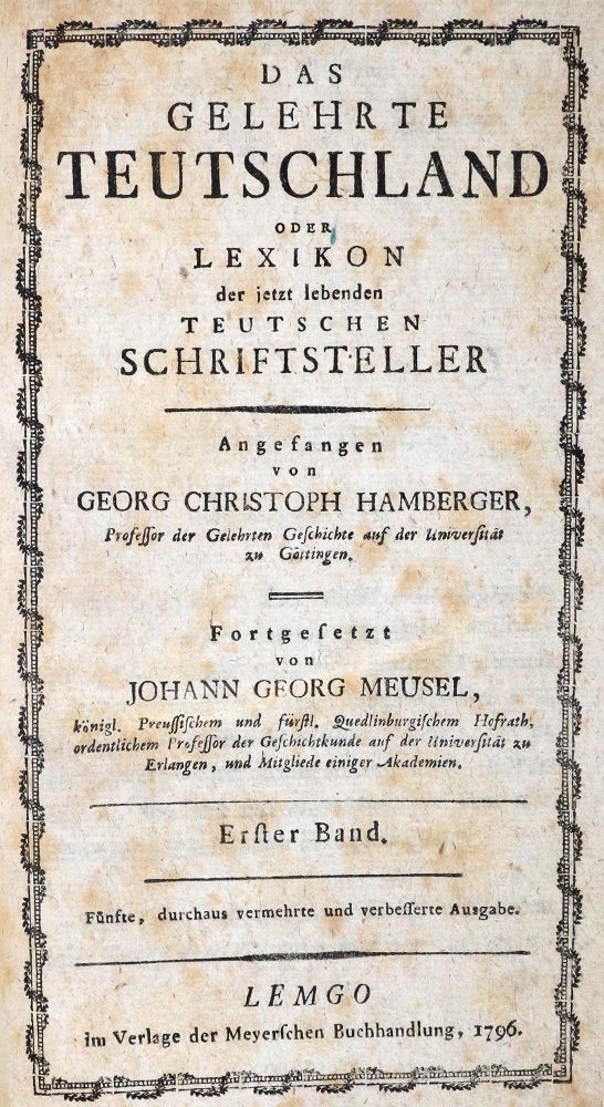 Große Abbildung Nr.1: 131-894 Hamberger,G.C. u. J.G.Meusel.: (Literatur und illustrierte Bücher bis 19.Jahrhundert)