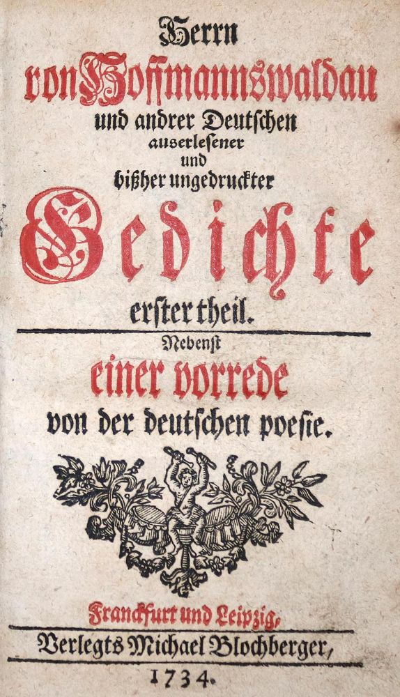 Große Abbildung Nr.2: 131-907 Hofmann von Hoffmannswaldau,C.: (Literatur und illustrierte Bücher bis 19.Jahrhundert)