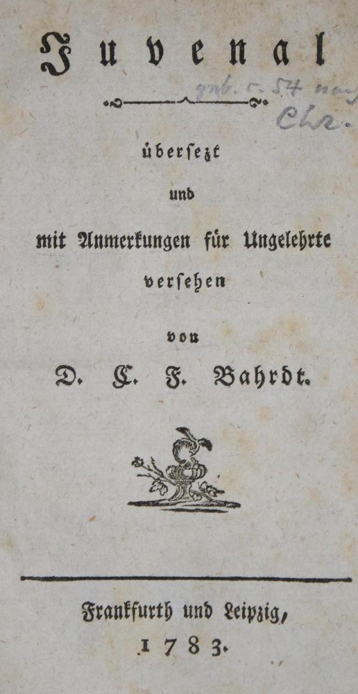 Große Abbildung Nr.1: 131-915 Bahrdt,C.F.: (Juvenal)