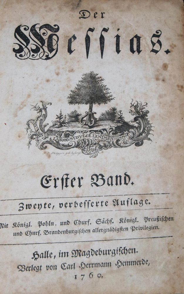 Große Abbildung Nr.1: 131-919 (Klopstock,F.G.).: (Literatur und illustrierte Bücher bis 19.Jahrhundert)