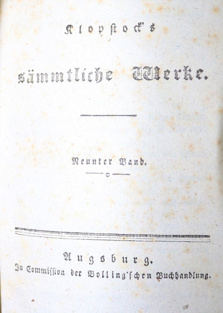 Große Abbildung Nr.1: 131-920 Klopstock,(F.G.).: (Literatur und illustrierte Bücher bis 19.Jahrhundert)