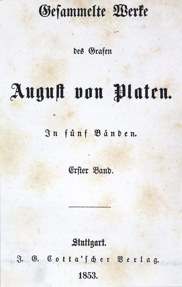 Große Abbildung Nr.1: 131-986 Platen,A.v.: (Literatur und illustrierte Bücher bis 19.Jahrhundert)