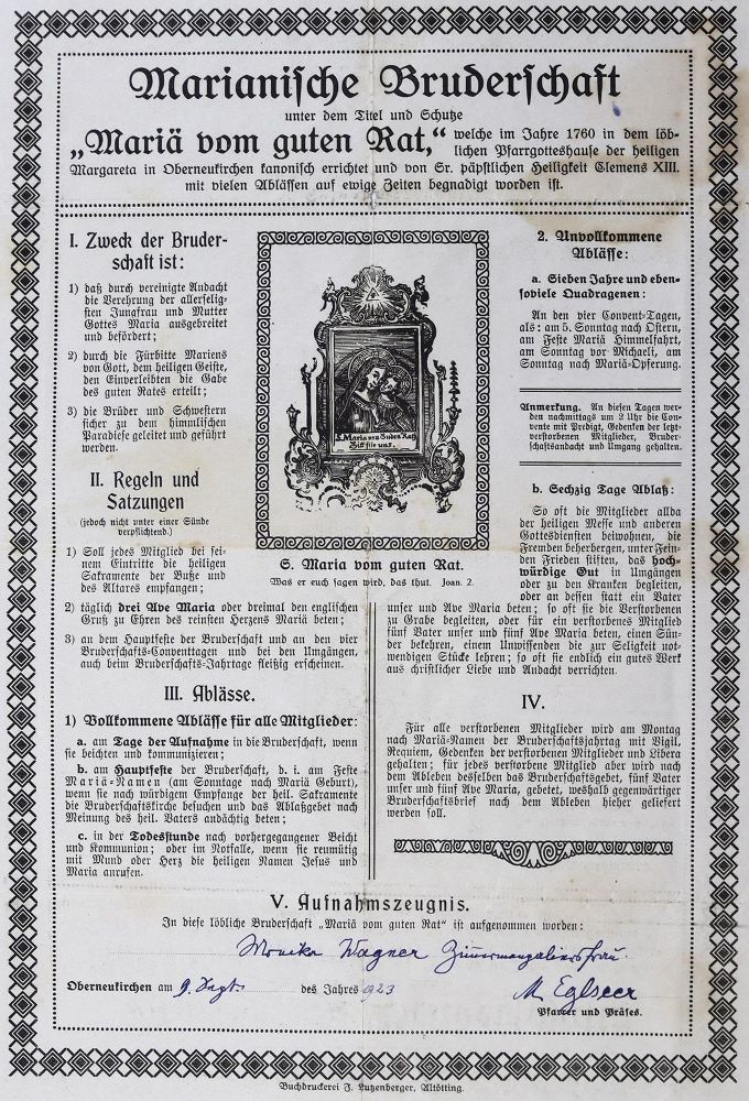 Große Abbildung Nr.5: 131-99 Bruderschaftsbriefe.: (Einblattdrucke u. Flugschriften)