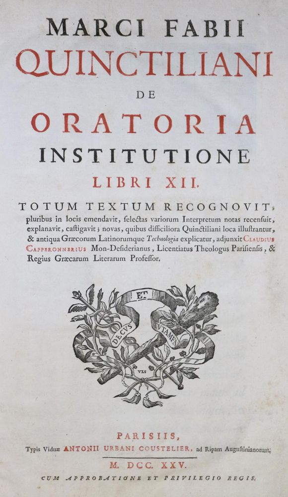 Große Abbildung Nr.1: 131-990 Quintilianus,M.F.: (Literatur und illustrierte Bücher bis 19.Jahrhundert)