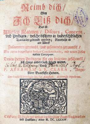 Bild Nr.1: 131-1 Abraham a Sancta Clara (d.i. U.Megerle).: (Alte Drucke, Handschriften und Theologie)