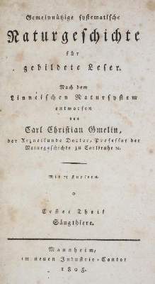 Bild Nr.1: 131-1387 Gmelin,C.C.: (Zoologie, Säugetiere)
